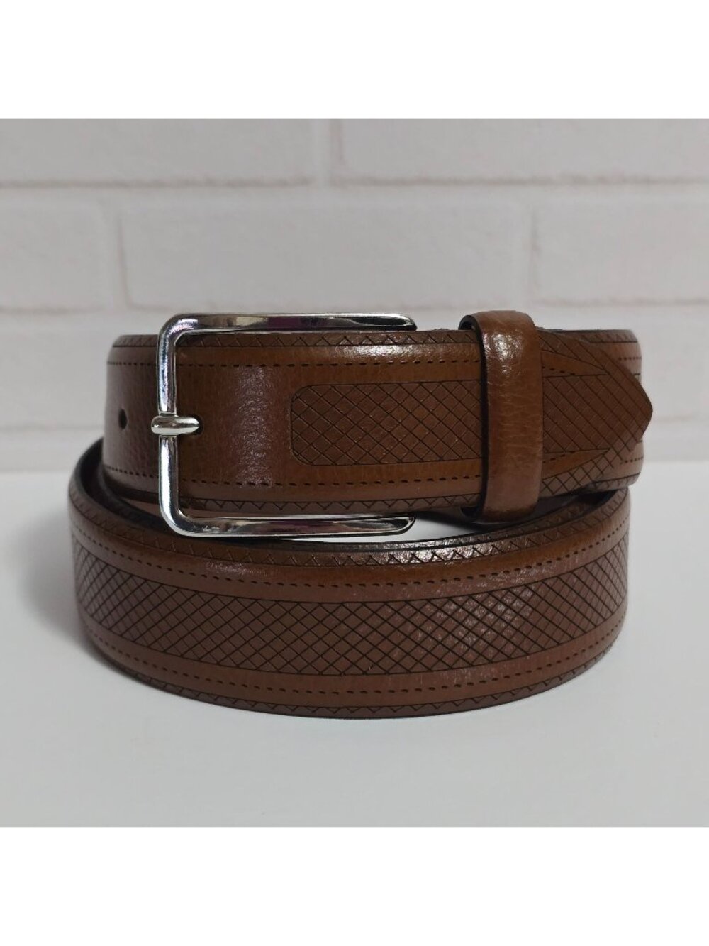 Johnston & Murphy Mens Brown Leather Belt Size 40 Made in Italy 75-7696